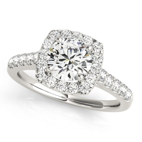 2.00Ct  Lab Grown Round Diamond Halo Engagement Ring 18K White Gold