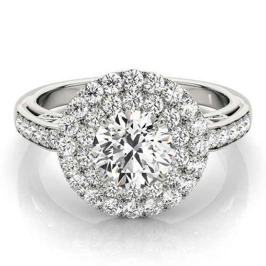 4.00 Carat DE/VS Lab Grown Round Cut Diamond Halo Engagement Ring 18K White Gold