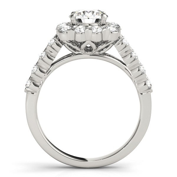 Lab Grown Round Diamond Halo Engagement Ring 18K Rose Gold
