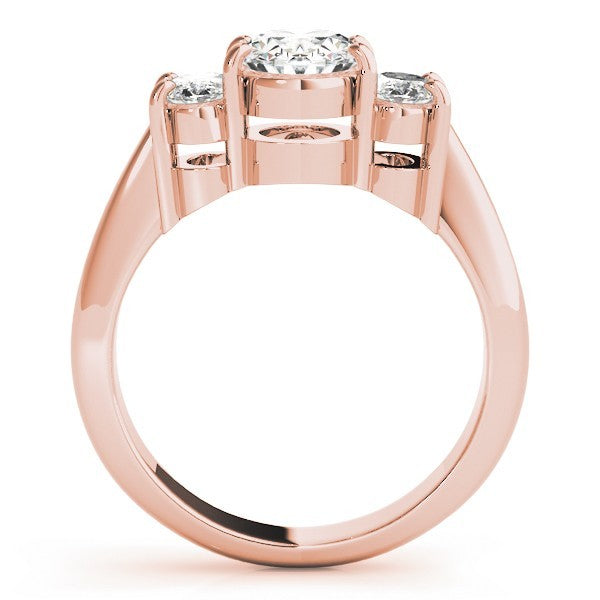 Lab-Grown Oval Diamond 3 Stone Engagement Ring Ð 18K Rose Gold