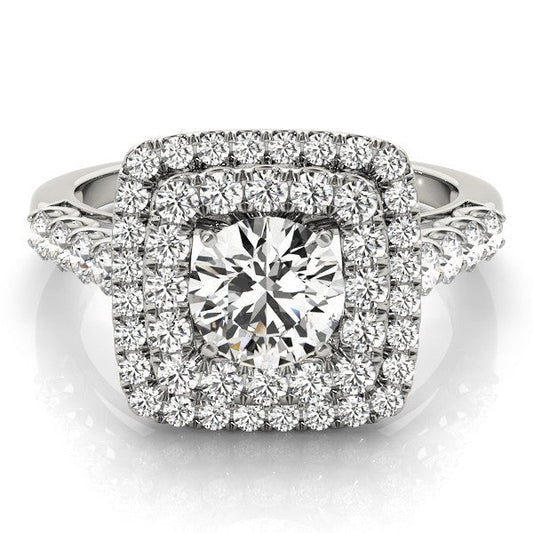 3.00 Carat DE/VS Lab Grown Round Cut Diamond Halo Engagement Ring 18K White Gold