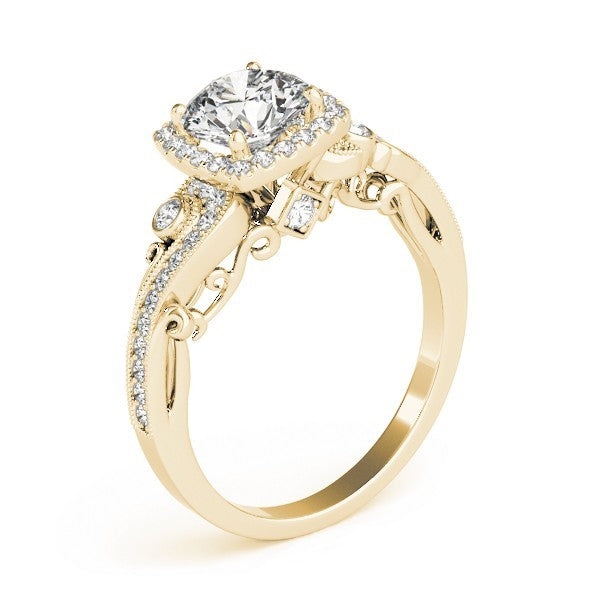 Lab Grown Round Diamond Halo Engagement Ring in 18K Rose Gold