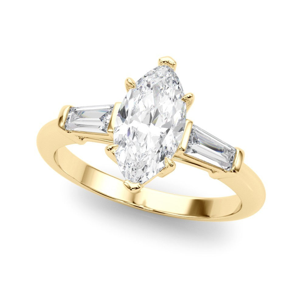 Lab-Grown Marquise Cut Diamond 3 Stone Engagement Ring In Platinum