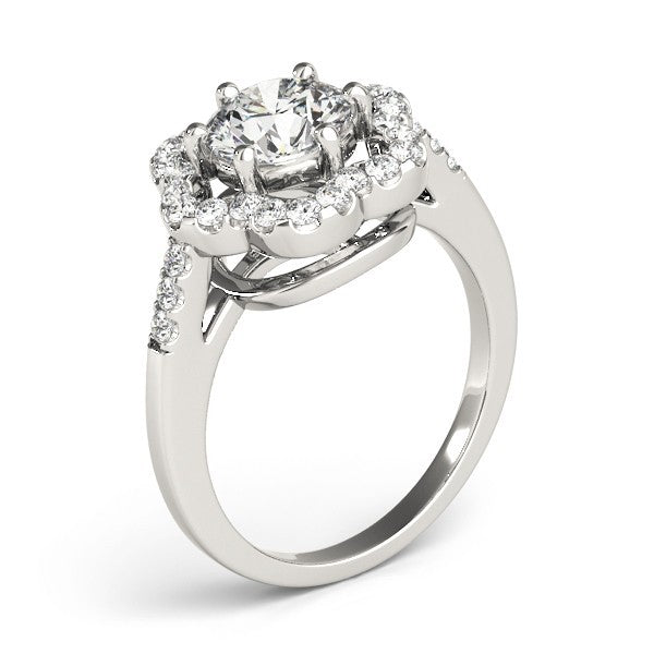 2.00Ct Lab Grown Round Diamond Halo Engagement Ring 18K Yellow Gold