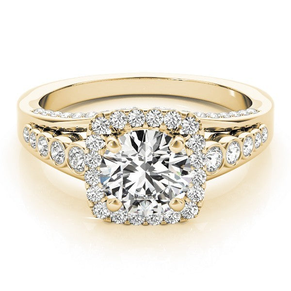 2.00 Ct DE/VS Lab Grown Round Diamond Halo Engagement Ring 18K White Gold