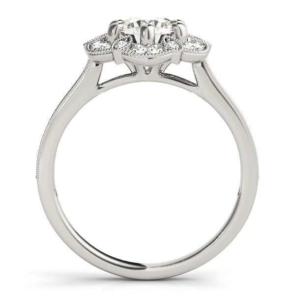 Lab Grown Round Diamond Halo Engagement Ring 18K White Gold