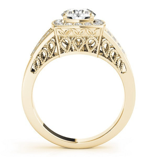 2Ct DE/VS Lab Grown Round Diamond Halo Engagement Ring 18K Yellow Gold