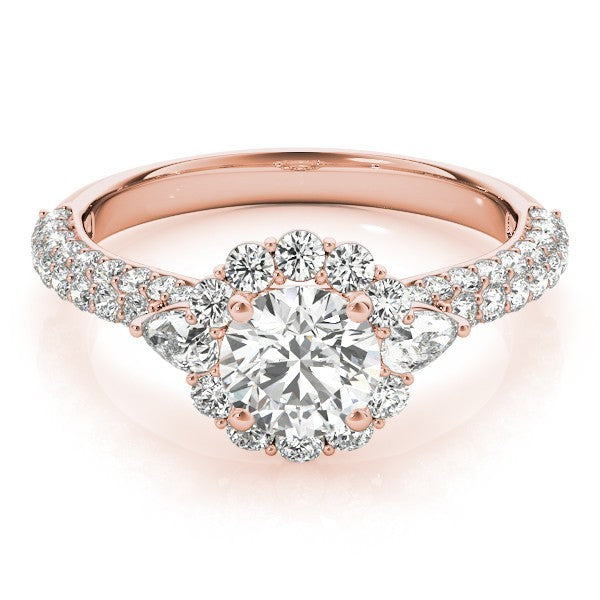 Lab Grown Round Diamond Halo Engagement Ring 18K Yellow Gold
