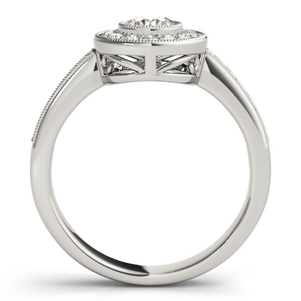 Lab Grown Round Diamond Halo Engagement Ring 18K Yellow Gold