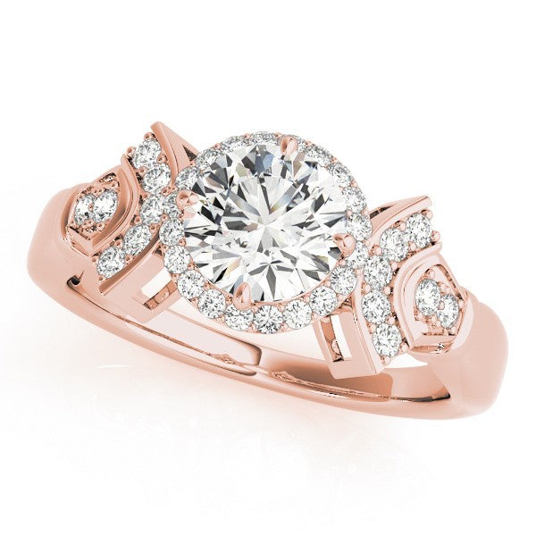 Lab Grown Round Diamond Halo Engagement Ring 18K White Gold