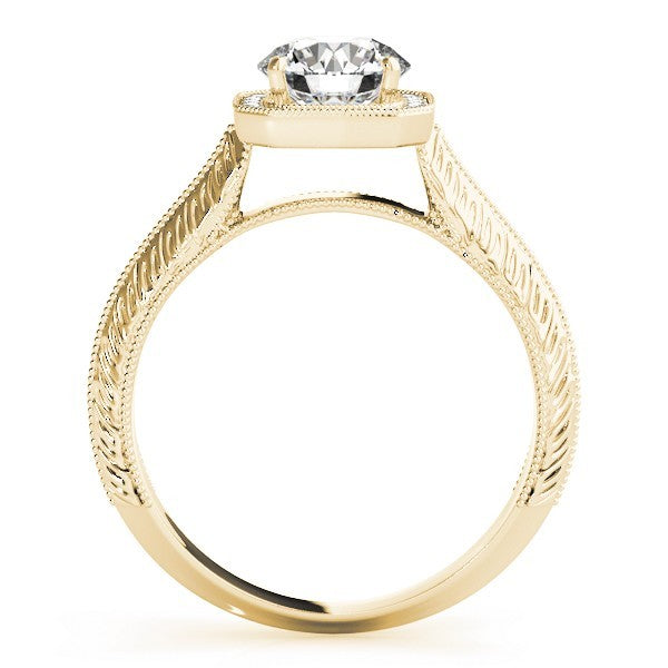 Lab Grown Round Diamond Halo Engagement Ring 18K White Gold