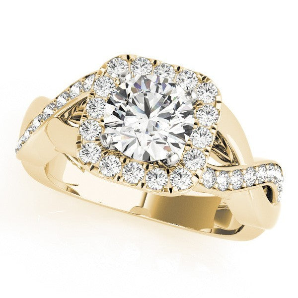 Lab Grown Round Diamond Halo Engagement Ring 18K White Gold