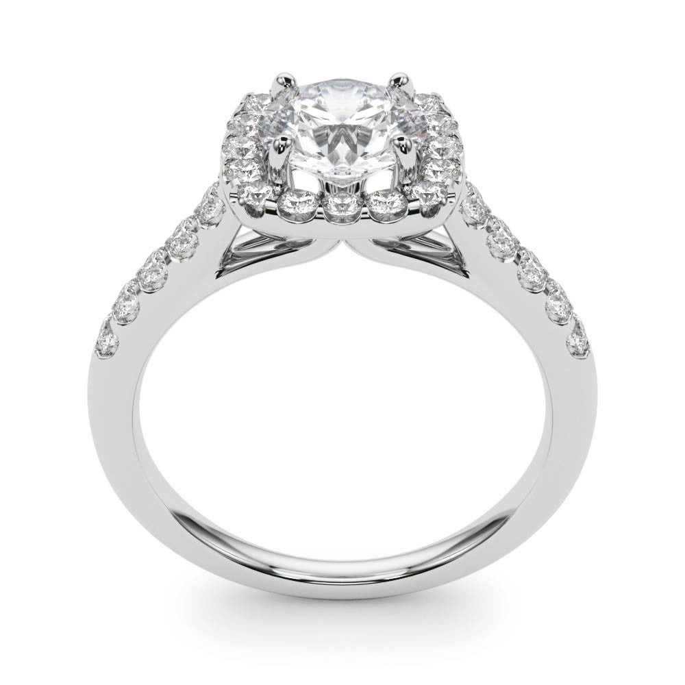 2.00Ct  Lab Grown Round Diamond Halo Engagement Ring 18K White Gold