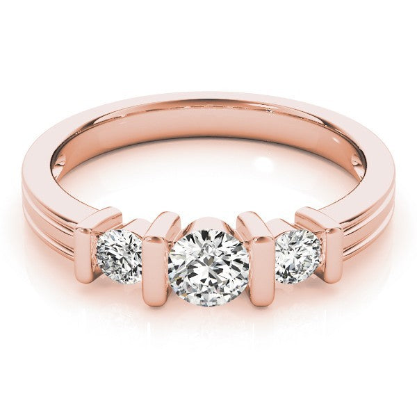 2.00Ct Bar Set Lab Grown Round Diamond 3 Stone Engagement Ring Platinum