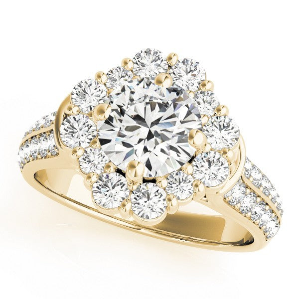 2.00 Carat Lab Grown Round Cut Diamond Halo Engagement Ring 18K White Gold