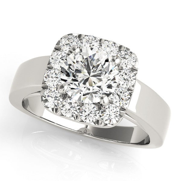 3.00 Carat DE/VS Lab Grown Round Cut Diamond Halo Engagement Ring 18K White Gold