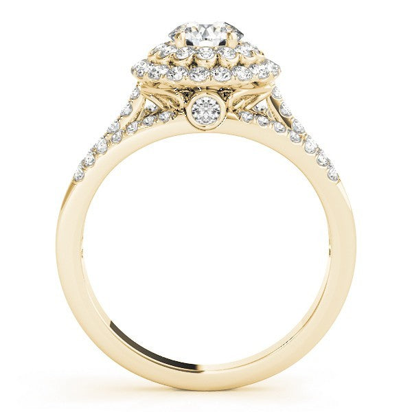 2.00Ct DE/VS Lab Grown Round Diamond Halo Engagement Ring 18K Yellow Gold