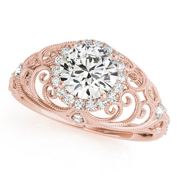 2.00Ct DE/VS Lab Grown Round Diamond Halo Engagement Ring 18K Rose Gold