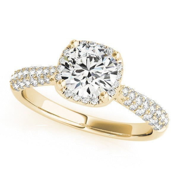 Lab Grown Round Diamond Halo Engagement Ring 18K Yellow Gold