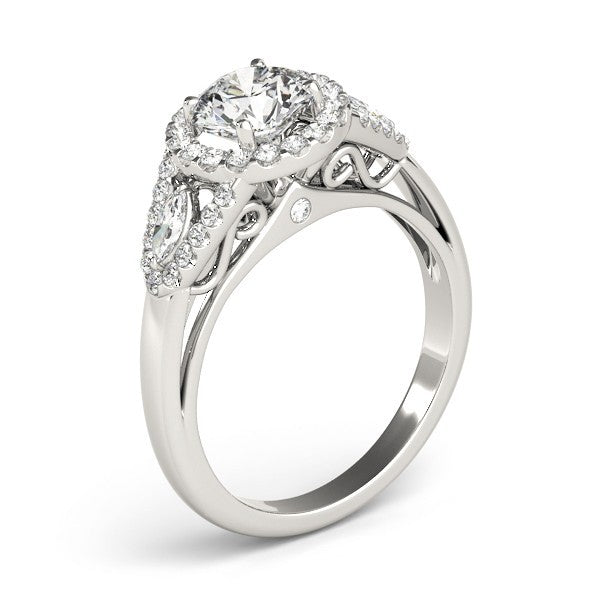 2.00 Carat DE/VS Lab Grown Round Cut Diamond Halo Engagement Ring 18K White Gold