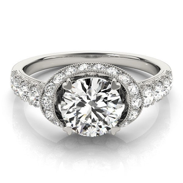2.00 Ct DE/VS Lab Grown Round Diamond Halo Engagement Ring 18K Yellow Gold