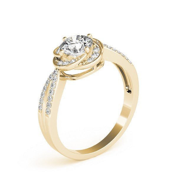 Lab Grown Round Diamond Halo Engagement Ring 18K White Gold