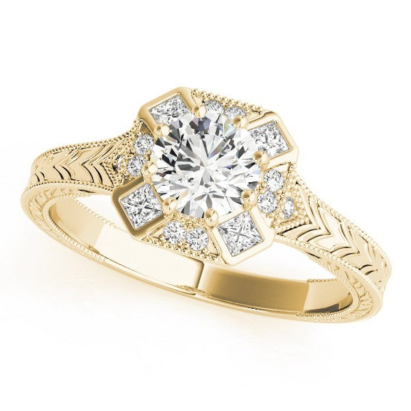 Lab Grown Round Diamond Halo Engagement Ring 18K White Gold