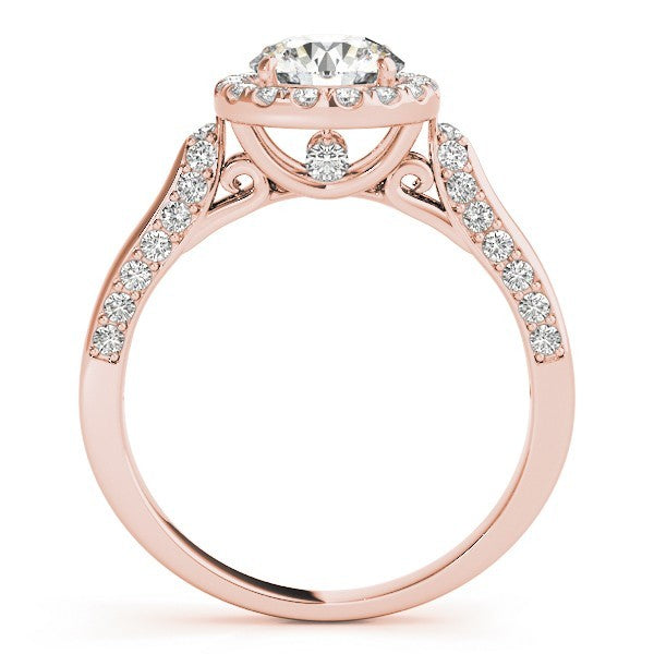 Lab Grown Round Diamond Halo Engagement Ring 18K Yellow Gold