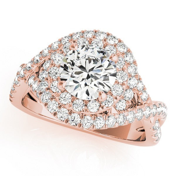 3.00 Carat DE/VS Lab Grown Round Cut Diamond Halo Engagement Ring 18K White Gold