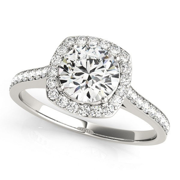 Lab Grown Round Diamond Halo Engagement Ring 18K Rose Gold