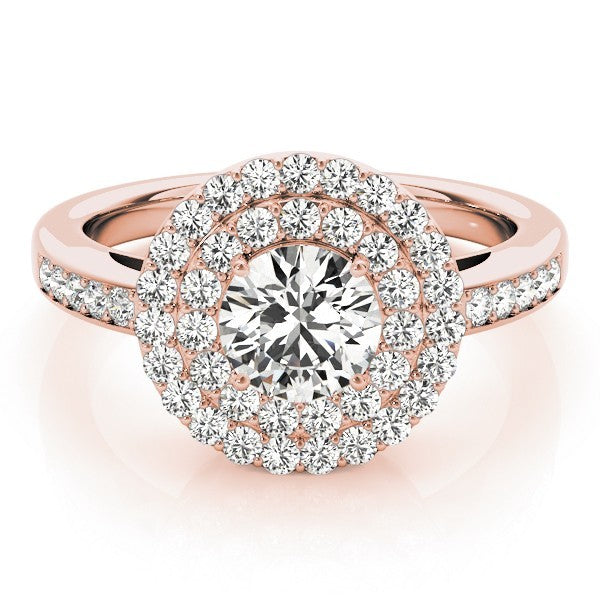 2.00 Ct DE/VS Lab Grown Round Diamond Halo Engagement Ring 18K Yellow Gold