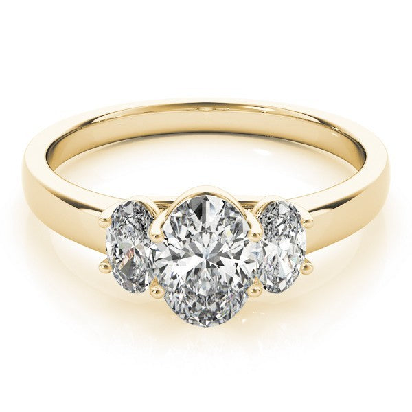 Lab Grown Oval Cut Diamond Trilogy Engagement Ring Platinum