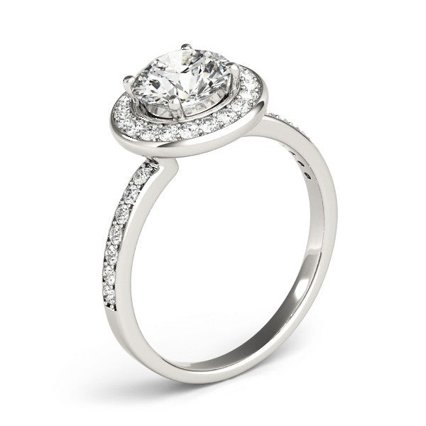 Lab Grown Round Diamond Halo Engagement Ring 18K Yellow Gold