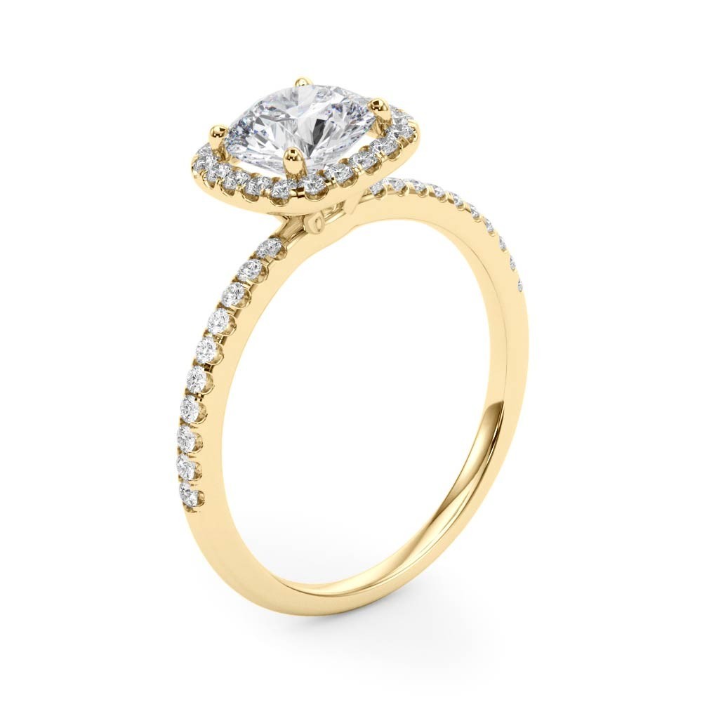 Lab Grown Round Diamond Halo Engagement Ring 18K White Gold