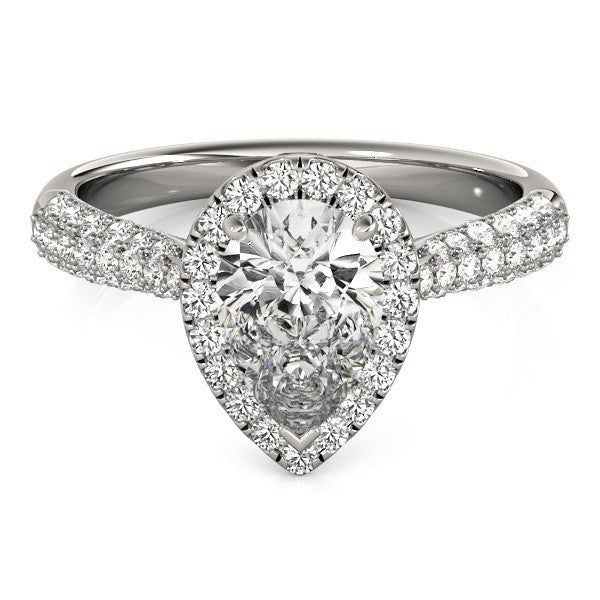 2.00 Ct DE/VS Lab Grown Pear Shape Diamond Halo Engagement Ring Platinum
