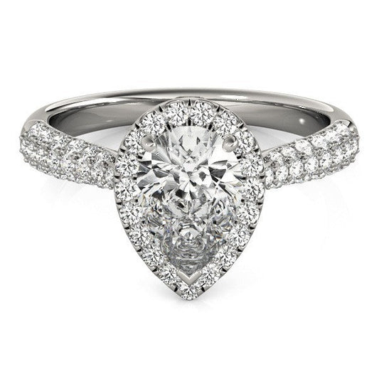 2.00 Ct DE/VS Lab Grown Pear Shape Diamond Halo Engagement Ring Platinum