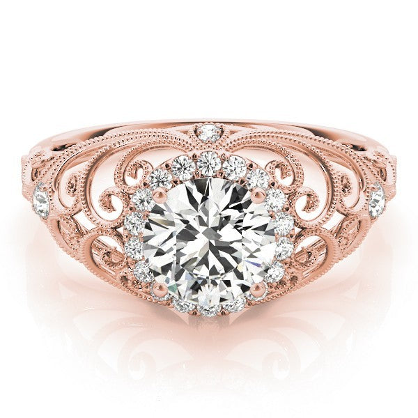 2.00Ct DE/VS Lab Grown Round Diamond Halo Engagement Ring 18K Rose Gold