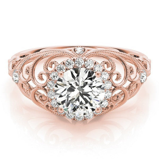 2.00Ct DE/VS Lab Grown Round Diamond Halo Engagement Ring 18K Rose Gold