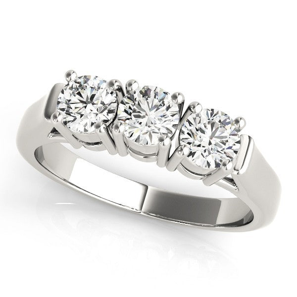 Lab Grown Round Diamond Trilogy Engagement Ring Platinum 0.50Ct - 2.00Ct DE/VS