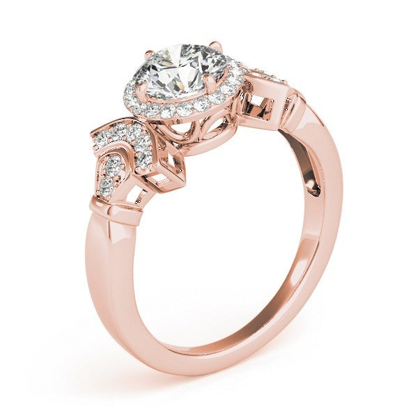Lab Grown Round Diamond Halo Engagement Ring 18K White Gold
