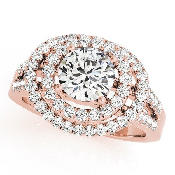 2.00Ct Lab Grown Round Diamond Halo Engagement Ring 18K Yellow Gold