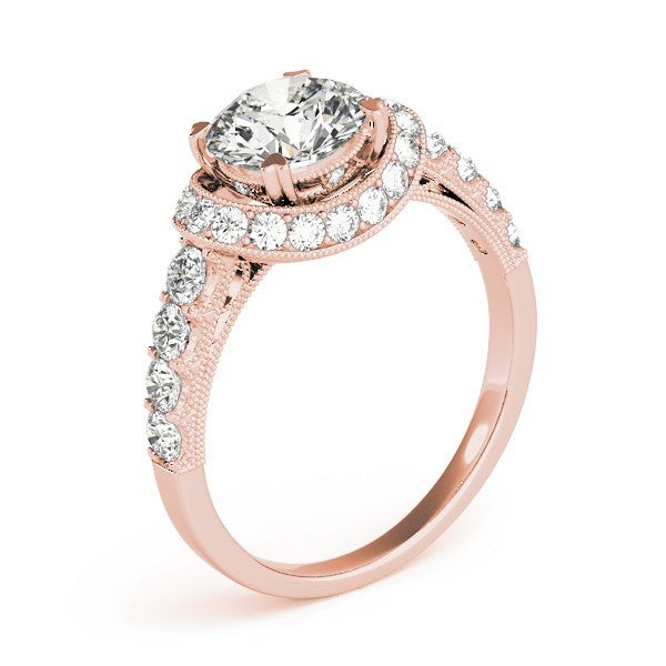 2.00 Ct DE/VS Lab Grown Round Diamond Halo Engagement Ring 18K Yellow Gold