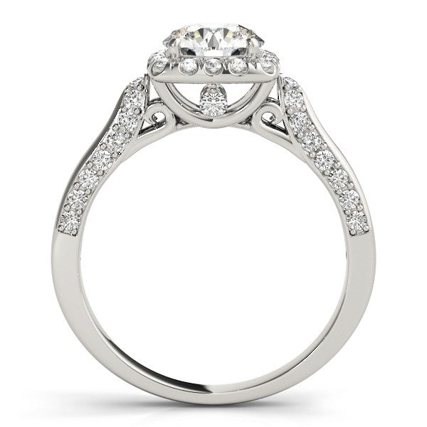 Lab Grown Round Diamond Halo Engagement Ring 18K Yellow Gold