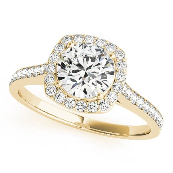 Lab Grown Round Diamond Halo Engagement Ring 18K Rose Gold