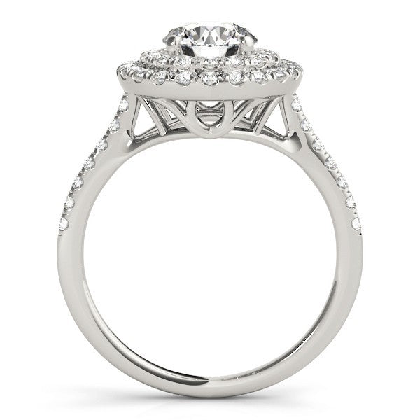 Lab Grown Round Diamond Halo Engagement Ring 18K Yellow Gold