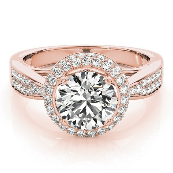 2.00 Ct Lab Grown Round Diamond Halo Engagement Ring 18K White Gold