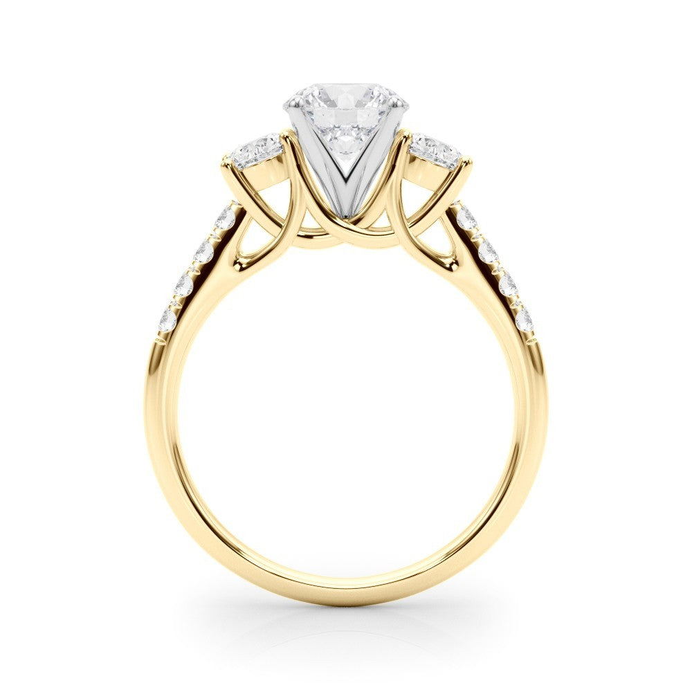 Lab Grown Round Diamond 3 Stone Engagement Ring Platinum  DE/VS 2CT