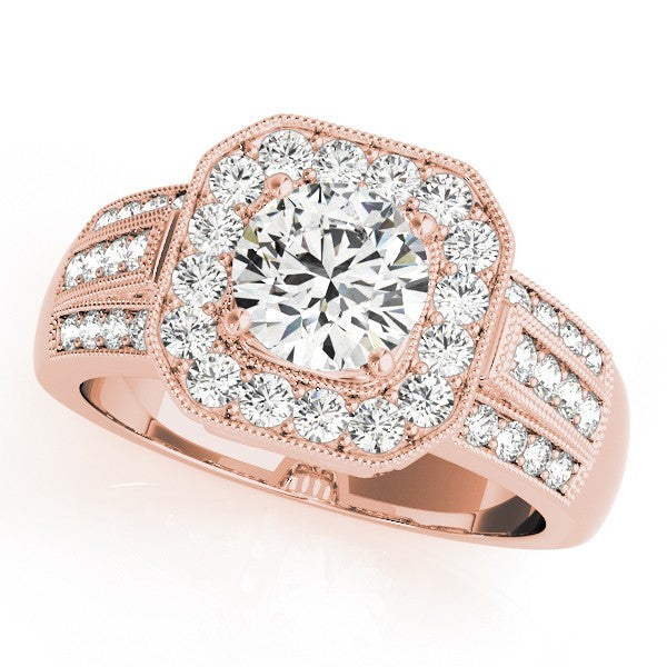 3.00Ct DE/VS Lab Grown Round Diamond Halo Engagement Ring 18K Yellow Gold