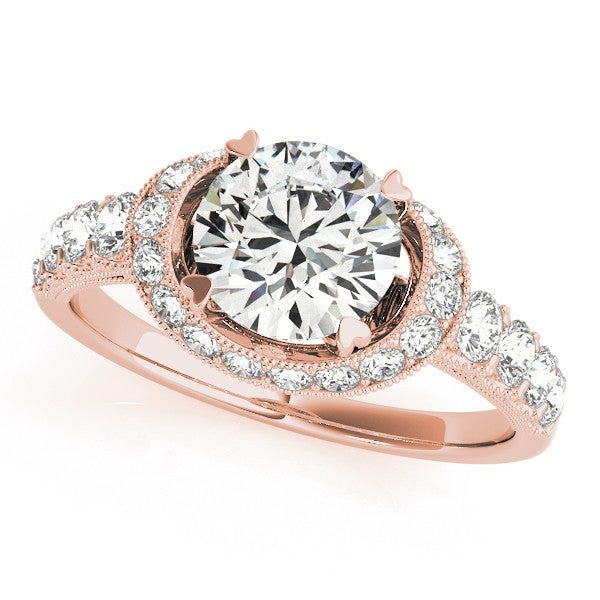 2.00 Ct DE/VS Lab Grown Round Diamond Halo Engagement Ring 18K Yellow Gold