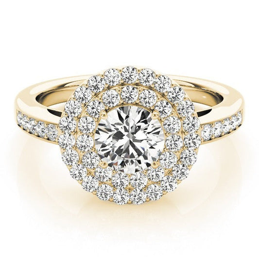 2.00 Ct DE/VS Lab Grown Round Diamond Halo Engagement Ring 18K Yellow Gold